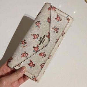 Coach envelope leather canvas floral wallet